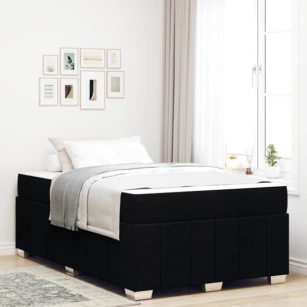 vidaXL Cadre de lit avec matelas Noir 120 x 200 cm tissu