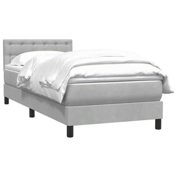 vidaXL Sommier &agrave; lattes de lit et matelas gris clair 90x220 cm velours