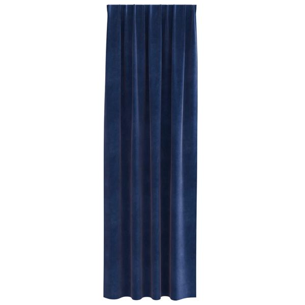 vidaXL Rideaux occultants 2 pcs Bleu fonc&eacute; 140 x 225 cm Velours
