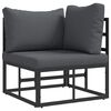 vidaXL Ensemble de canapé de jardin avec coussin 5 pcs Noir Aluminium