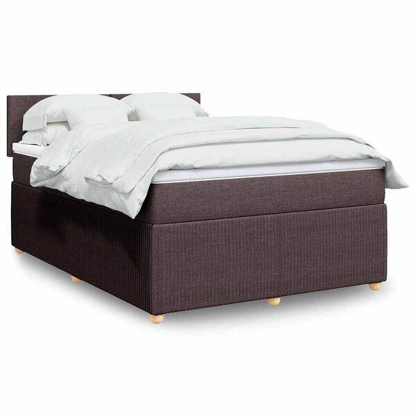 vidaXL Sommier &agrave; lattes de lit avec matelas Marron fonc&eacute; 140x190 cm