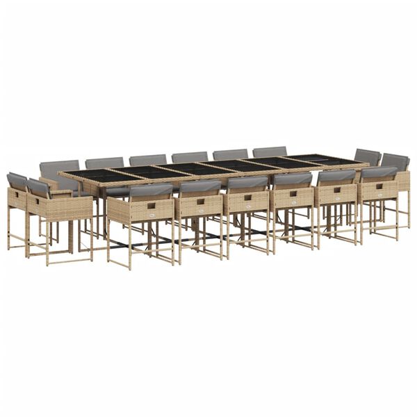 vidaXL Ensemble &agrave; manger de jardin et coussins 17 pcs m&eacute;lange beige