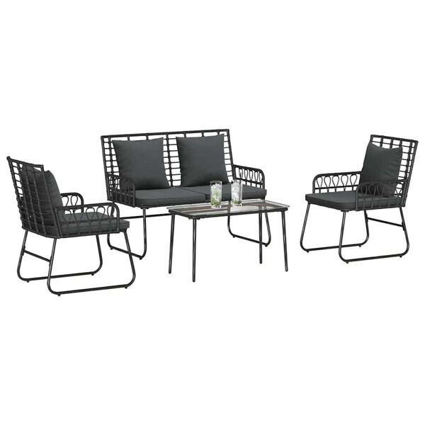 vidaXL Ensemble de meubles de jardin 4 pcs Noir et anthracite