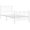 vidaXL Cadre de lit métal sans matelas avec pied de lit blanc 90x190cm