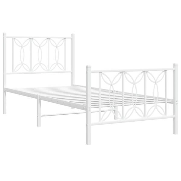 vidaXL Cadre de lit métal sans matelas avec pied de lit blanc 90x190cm