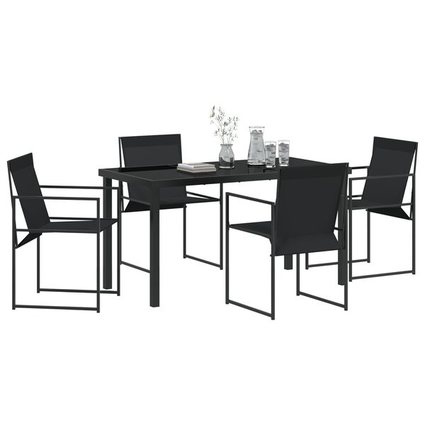 vidaXL Ensemble de salle à manger pour jardin 5 pcs Noir