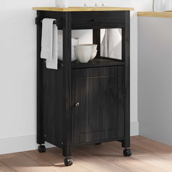 vidaXL Chariot de cuisine Uni Noir