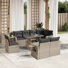 vidaXL Salon de jardin 9 pcs avec coussins gris clair résine tressée