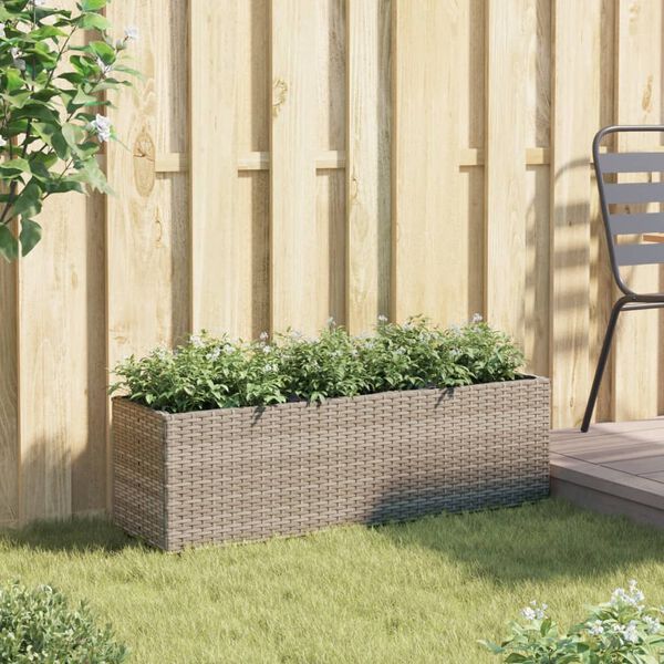vidaXL Jardini&egrave;re avec 3 pots gris 105x30x32 cm r&eacute;sine tress&eacute;e