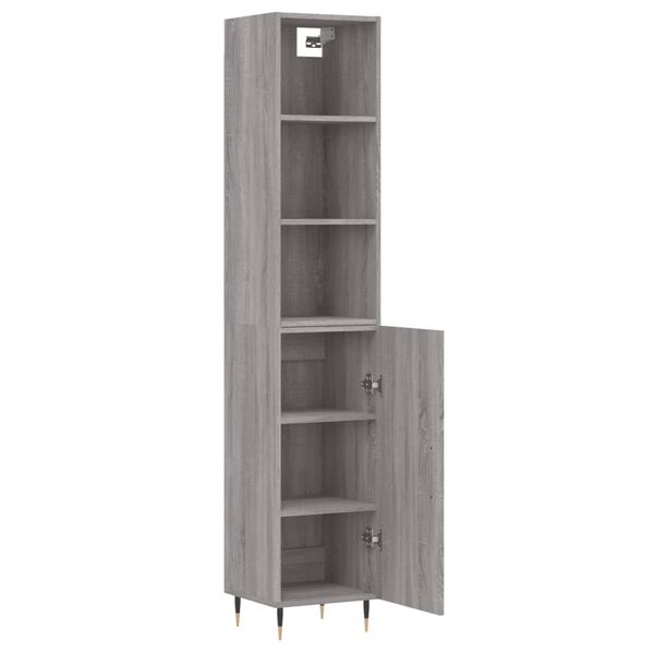vidaXL Buffet haut Sonoma gris 34,5x34x180 cm Bois d'ing&eacute;nierie