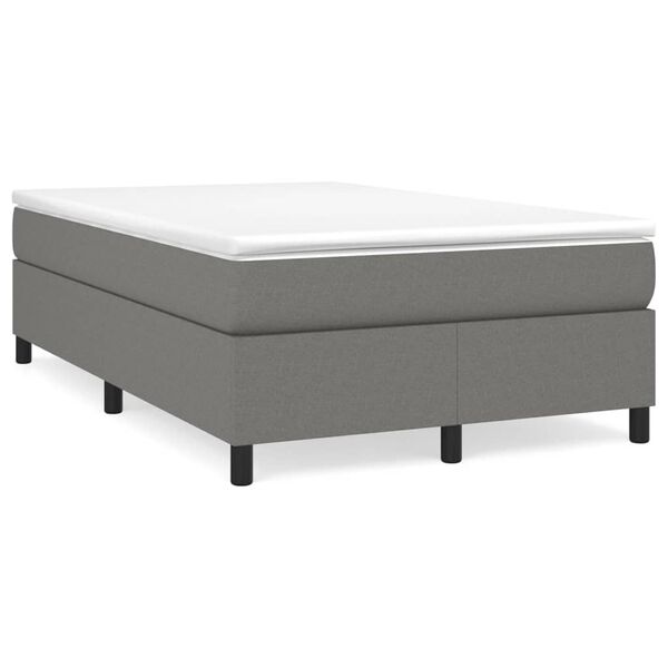 vidaXL Sommier &agrave; lattes de lit avec matelas gris fonc&eacute; 120x190cm tissu