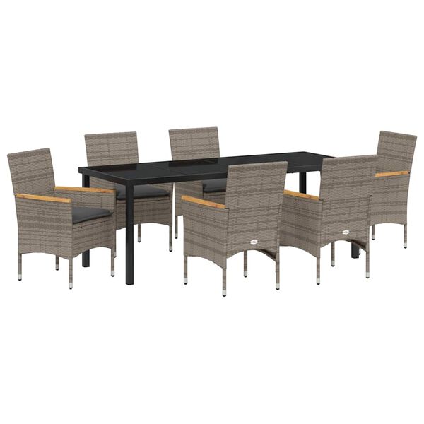 vidaXL Ensemble de salle &agrave; manger pour jardin 7 pcs Gris polyrotin