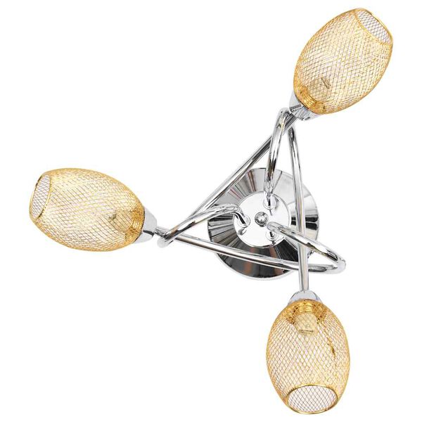 vidaXL Plafonnier avec abat-jours dor&eacute;s pour 3 ampoules G9