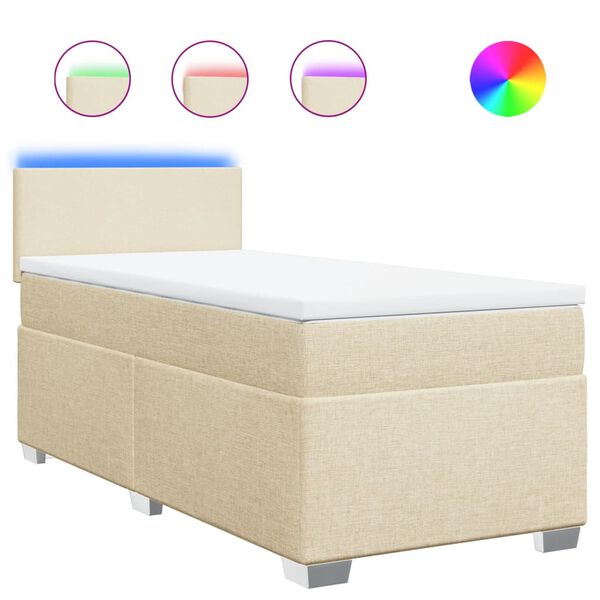 vidaXL Sommier &agrave; lattes de lit avec matelas Cr&egrave;me 90x200 cm Tissu
