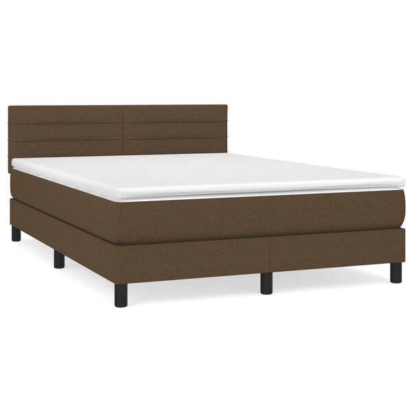 vidaXL Sommier &agrave; lattes de lit avec matelas Marron fonc&eacute; 140x190 cm