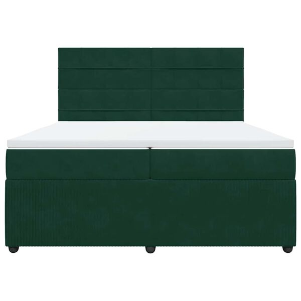 vidaXL Sommier &agrave; lattes de lit et matelas Vert fonc&eacute; 200x200cm Velours