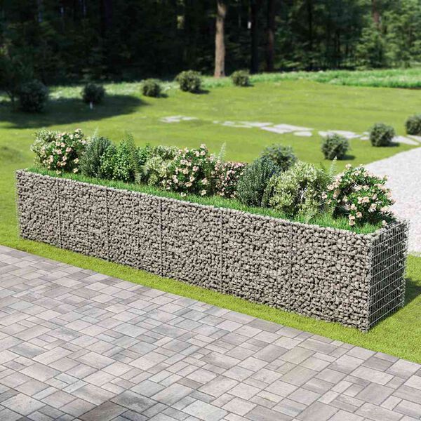 vidaXL Lit sur&eacute;lev&eacute; &agrave; gabion Acier galvanis&eacute; 540x90x100 cm