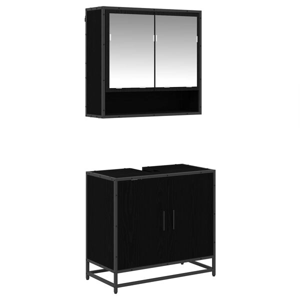 vidaXL Ensemble de mobilier de salle de bain 2 pcs Ch&ecirc;ne noir