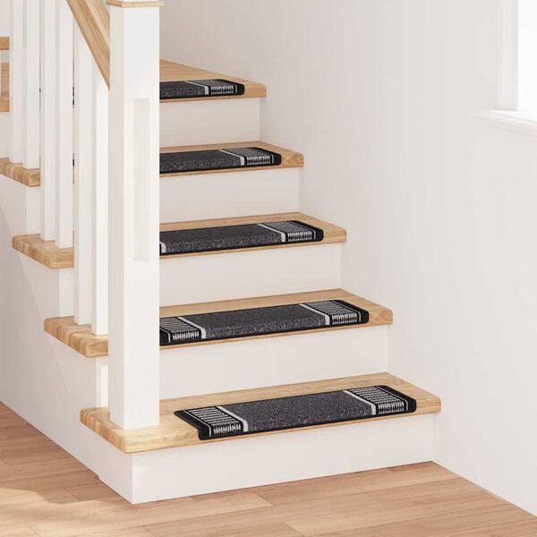 vidaXL Tapis d'escalier auto-adh&eacute;sifs 15 pcs Anthracite 65 x 21 x 4 cm