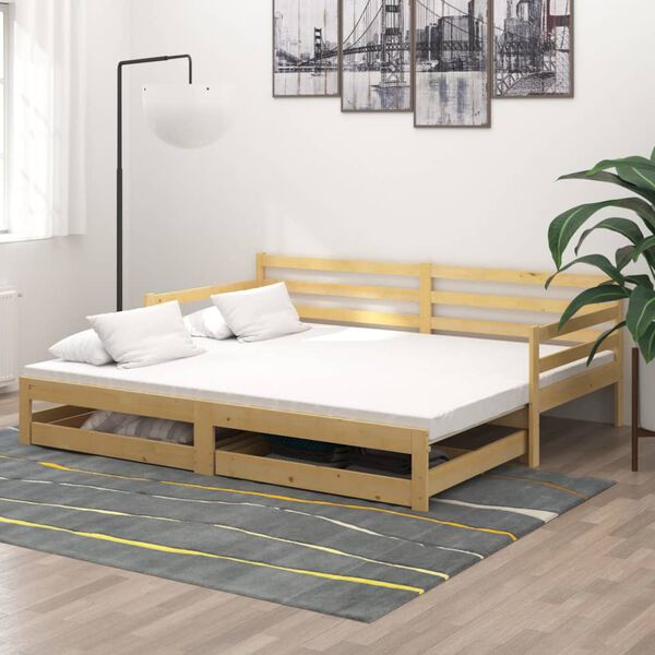 vidaXL Lit coulissant sans matelas 2x(90x200) cm Bois de pin massif