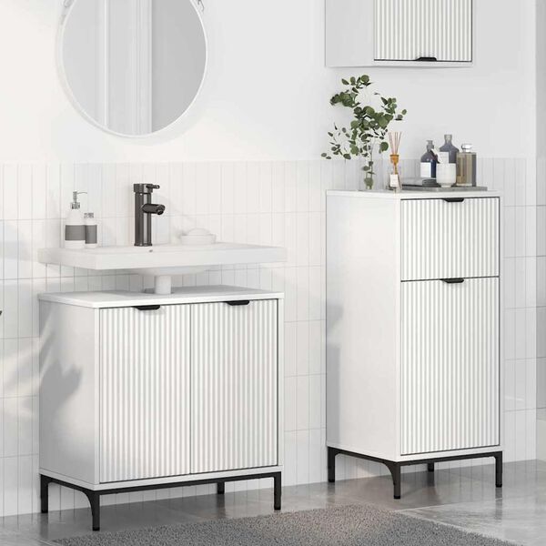 vidaXL Ensemble de mobilier de salle de bain avec tiroir 2 pcs Blanc