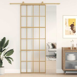 vidaXL Porte coulissante dor&eacute; 76x205 cm verre ESG d&eacute;poli et aluminium