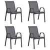 vidaXL Chaises empilables de jardin lot de 4 Gris Tissu textil&egrave;ne
