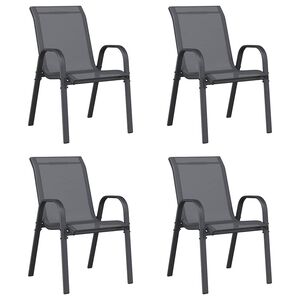 vidaXL Chaises empilables de jardin lot de 4 Gris Tissu textil&egrave;ne