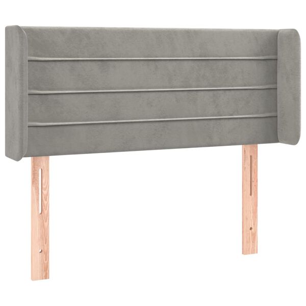 vidaXL T&ecirc;te de lit avec oreilles Gris clair 93x16x78/88 cm Velours