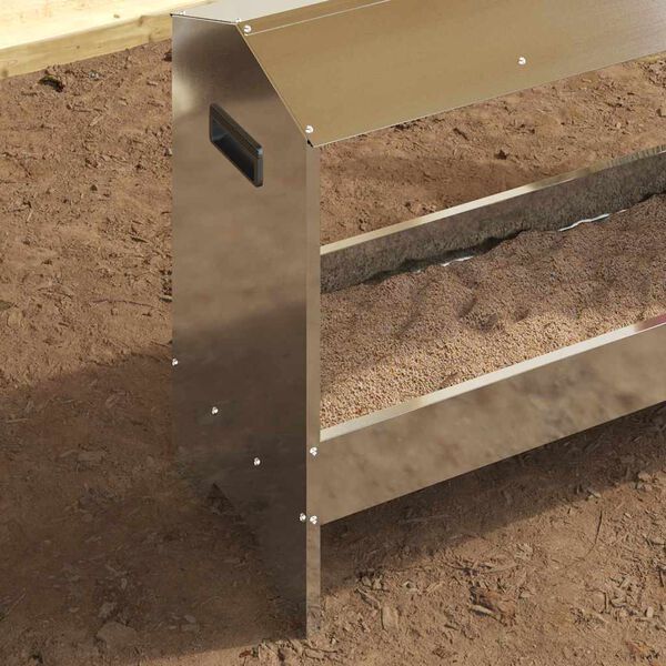 vidaXL Bac de nourrissage pour poules Argent 81 x 32 x 53,5 cm