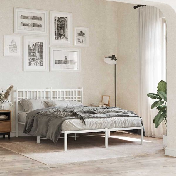 vidaXL T&ecirc;te de lit de remplacement m&eacute;tal blanc 120 cm
