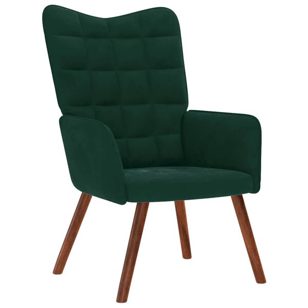 vidaXL Fauteuil relax avec tabouret en velours vert fonc&eacute;