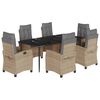 vidaXL Ensemble &agrave; manger de jardin coussins 7 pcs m&eacute;lange beige rotin