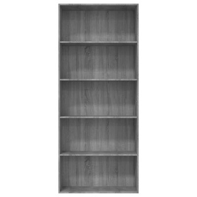 vidaXL Bibliothèque 5 niveaux Sonoma gris 80x30x189 cm