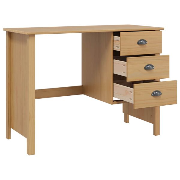 vidaXL Bureau avec tiroirs Hill Marron miel 100 x 45 x 74 cm