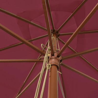 vidaXL Parasol de jardin avec mât en bois rouge bordeaux 300x300x273cm