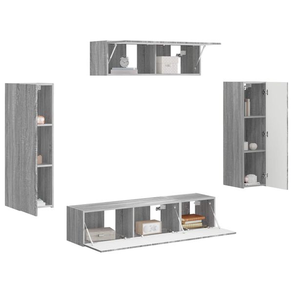 vidaXL Meuble TV 5 pcs Gris Sonoma