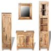 vidaXL Meuble toilette+miroir et 2 armoires lat&eacute;rales Bois de manguier