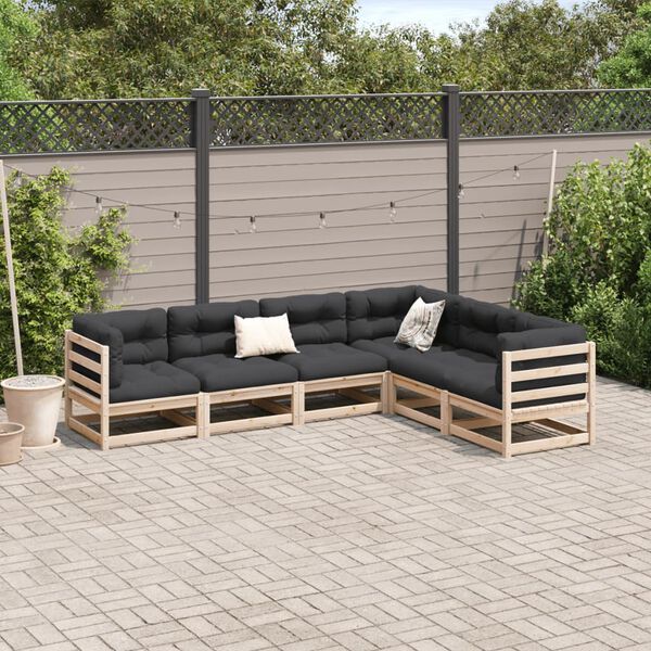 vidaXL Salon de jardin 6 pcs bois de pin massif