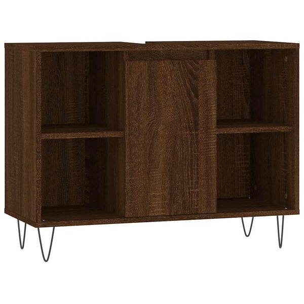 vidaXL Armoire salle de bain ch&ecirc;ne marron 80x33x60cm bois d'ing&eacute;nierie