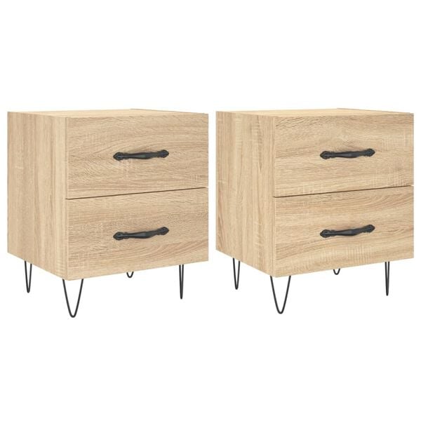 vidaXL Tables de chevet 2 pcs chêne sonoma 40x35x47,5 cm