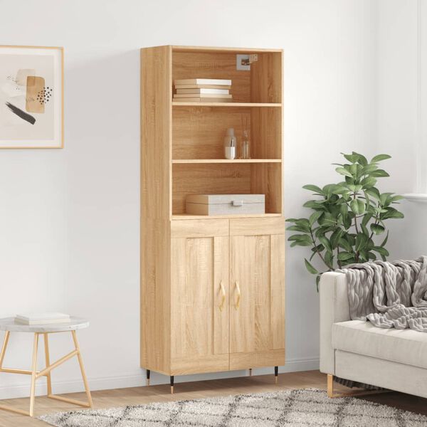 vidaXL Buffet haut Ch&ecirc;ne sonoma 69,5x34x180 cm Bois d'ing&eacute;nierie