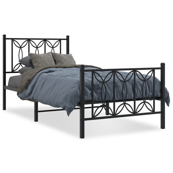 vidaXL Cadre de lit métal sans matelas avec pied de lit noir 80x200 cm
