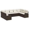 vidaXL Ensemble de canap&eacute; de jardin 9 pc Marron et blanc polyrotin