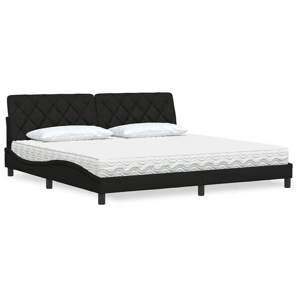 vidaXL Lit avec matelas noir 200x200 cm tissu