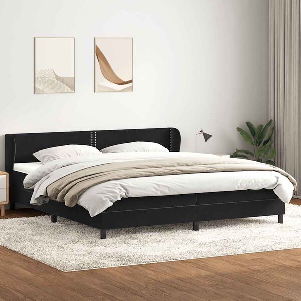 vidaXL Sommier &agrave; lattes de lit avec matelas noir 180x210 cm velours