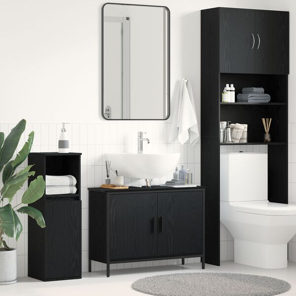 vidaXL Meuble de Lavabo de Salle de Bain Chêne noir 80 x 30 x 60 cm