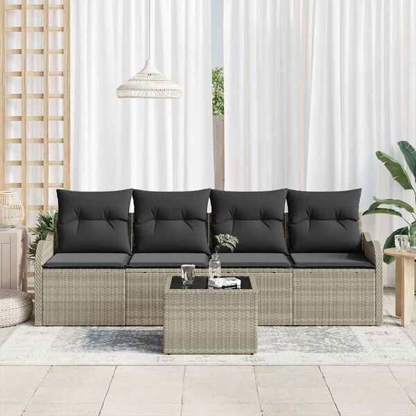 vidaXL Ensemble de canap&eacute; de jardin 5 pcs Gris clair et gris fonc&eacute;