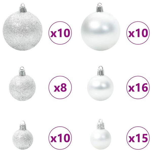 vidaXL Ensemble de Boules de Noël 120 pcs Argent Plastique
