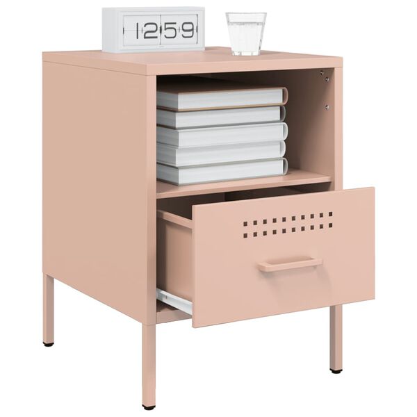 vidaXL Tables de chevet 2 pcs rose 36x39x50,5 cm acier